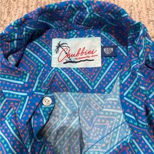 Chubbies Vibrant Blue and Pink Patterned Shirt